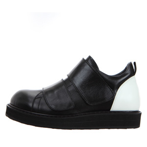 RELIZMPRODUCT Oil Washing Black&amp;White Leather Velcro Creeperrp164-32065