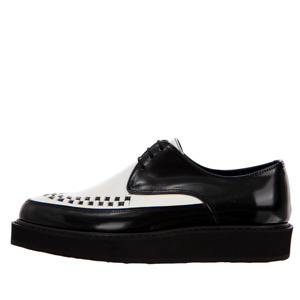 RELIZMPRODUCT Glossy Black&amp;White Leather Creepersrp173-71072
